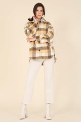 Women’s Plaid Sherpa Jacket with Pockets | Zarnesh