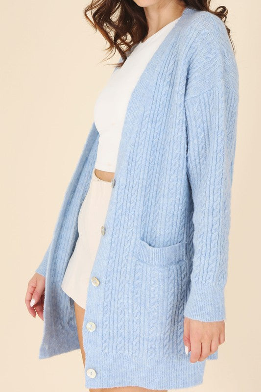 Women Cable Knit Wool Blend Cardigan | Zarnesh