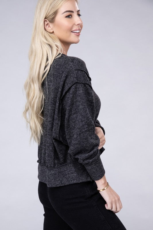 Women Brushed Melange Hacci Oversized Sweater | Zarnesh