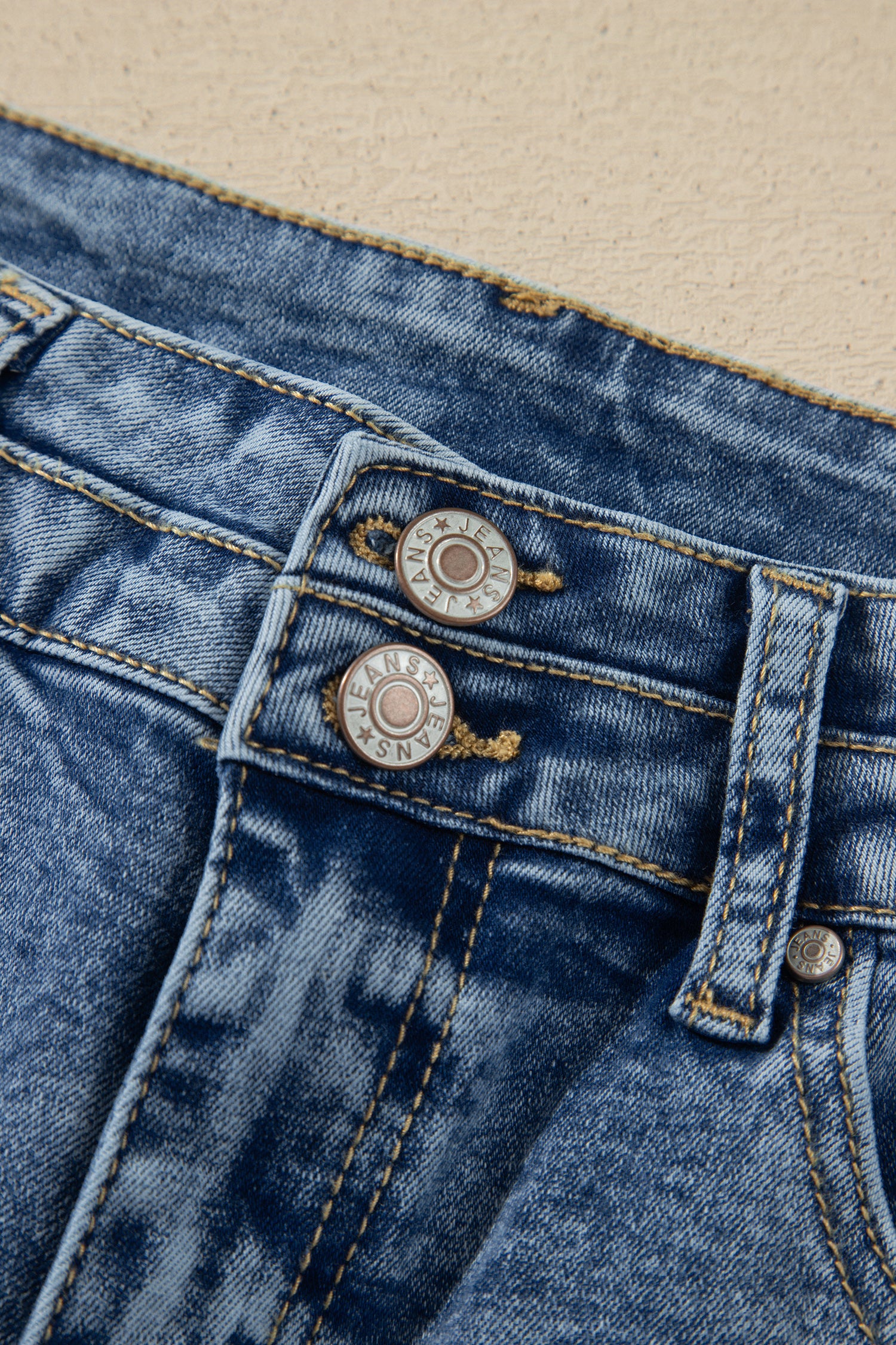 Double Button High Rise Waisted Flare Jeans | Zarnesh