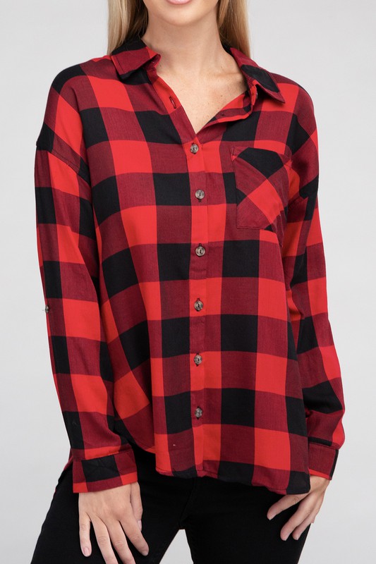 Women Classic Plaid Flannel Shirt | Zarnesh