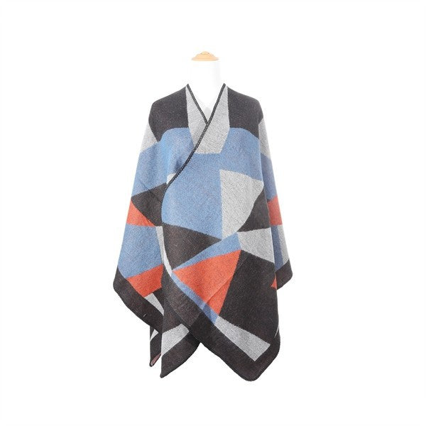 Women Geometric Pattern Poncho | Zarnesh