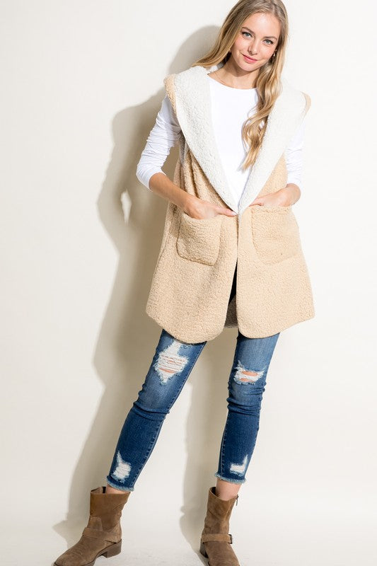 Women Plus Sherpa Long Vest | Zarnesh