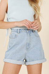 Women's Roll Up Denim High Waisted Shorts | Zarnesh