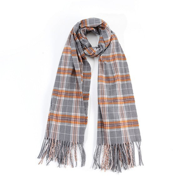 Women Striped Plaid Fringed Scarf | Zarnesh