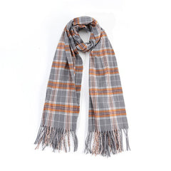 Women Striped Plaid Fringed Scarf | Zarnesh