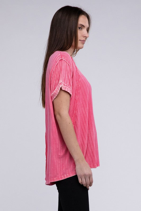 Women Ribbed Raglan Dolman Sleeve Boat-Neck Top | Zarnesh