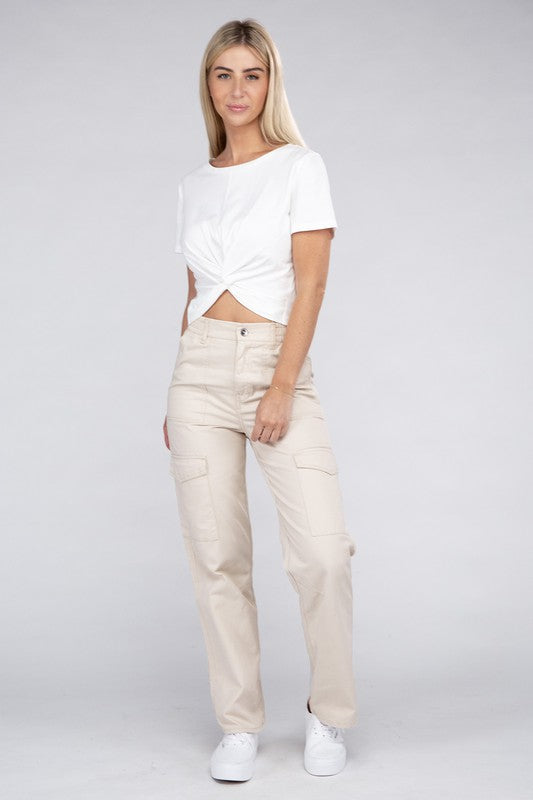 Women's Everyday Wear Elastic-Waist Cargo Pants | Zarnesh