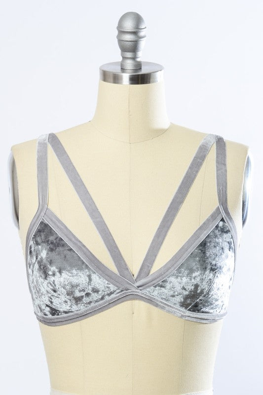 Women Crushed Velvet Triangle Bralette Zarnesh