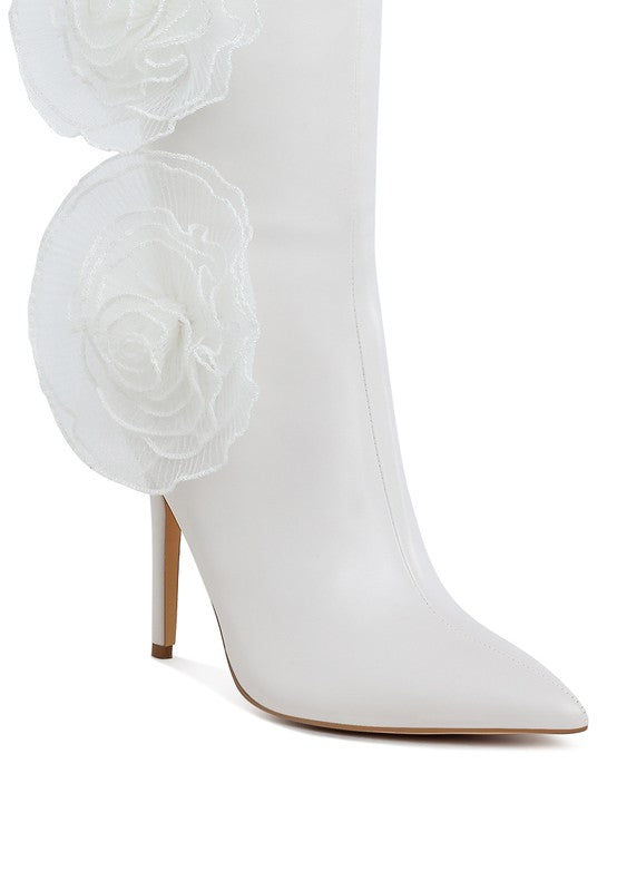 Women’s Chinkara Sheer Big Rose Detail Long Boots | Zarnesh