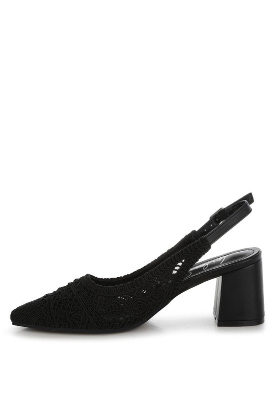 Women Tolina Woven Pin Buckle Slingback Block Heel Sandals Zarnesh