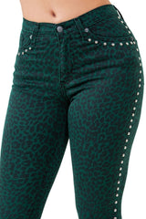 Women Leopard Studded Bell Bottom Jean | Zarnesh