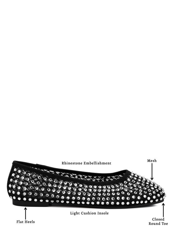 Women's Orson Naked Rhinestone Ballerinas | Zarnesh