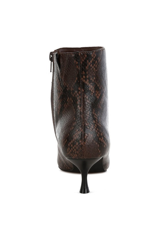 Women’s Thymus Snake Print Kitten Heel Boots | Zarnesh