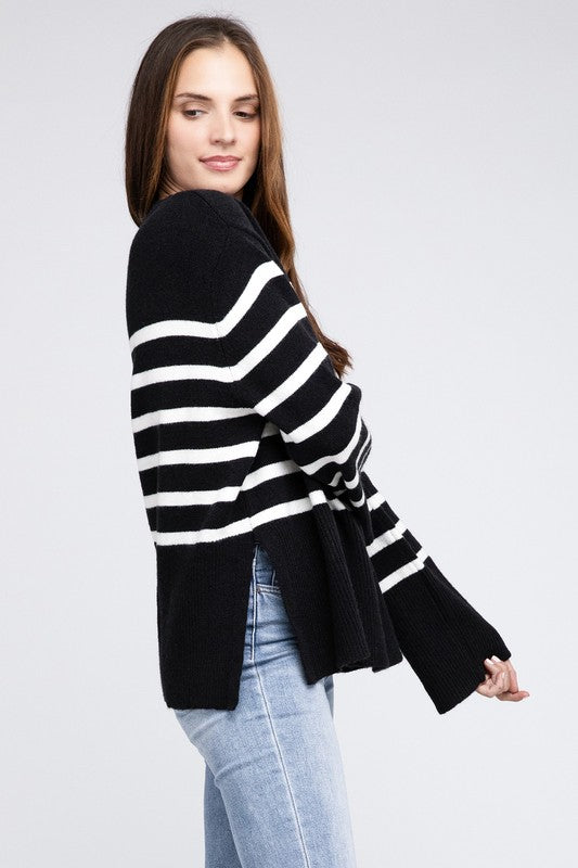 Women’s Ribbed Hem Stripe Sweater | Zarnesh