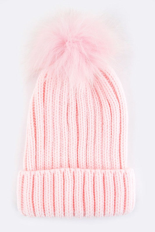 Women Raccoon Fur PomPom Beanie | Zarnesh