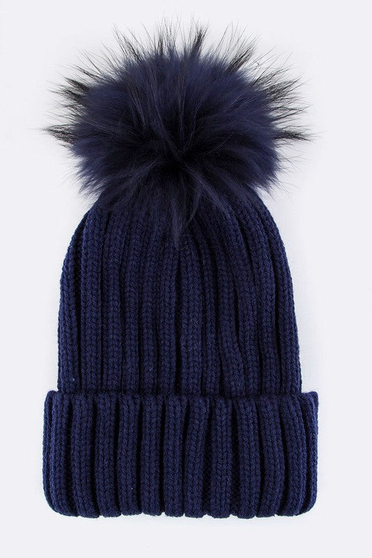 Women Raccoon Fur PomPom Beanie | Zarnesh