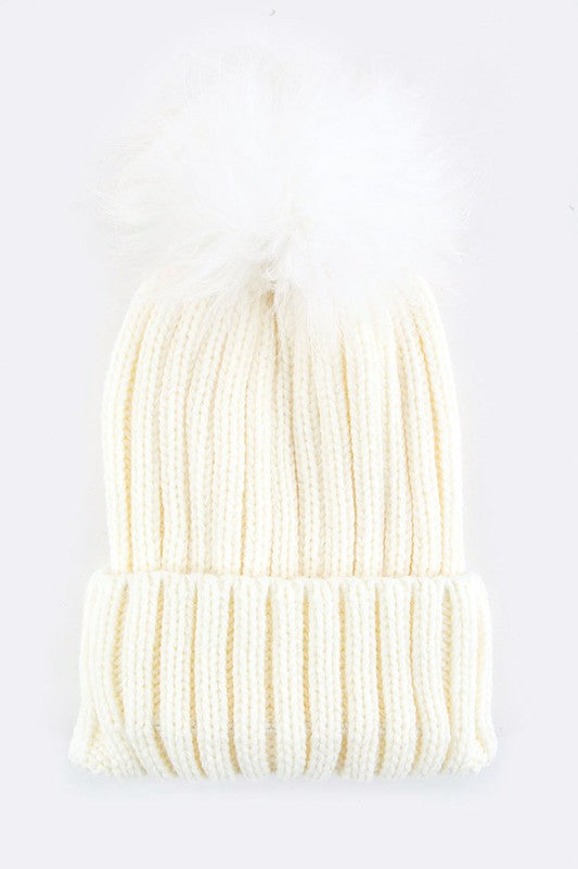 Women Raccoon Fur PomPom Beanie | Zarnesh