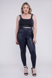 Women Plus High Rise Ankle Length Fit Faux Leather Leggings Zarnesh
