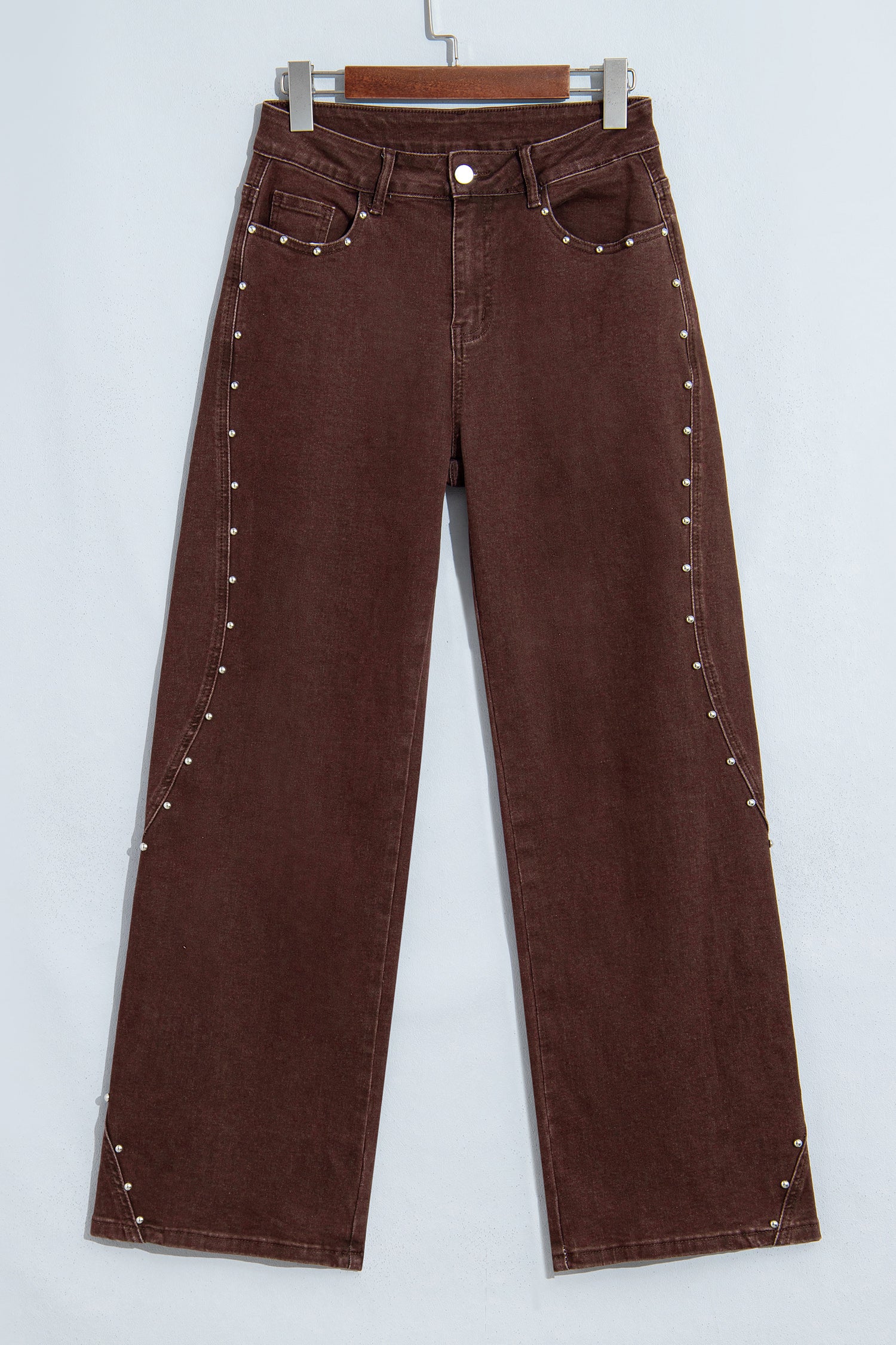 Casual Studded Wide Leg Ankle Length Jeans | Zarnesh