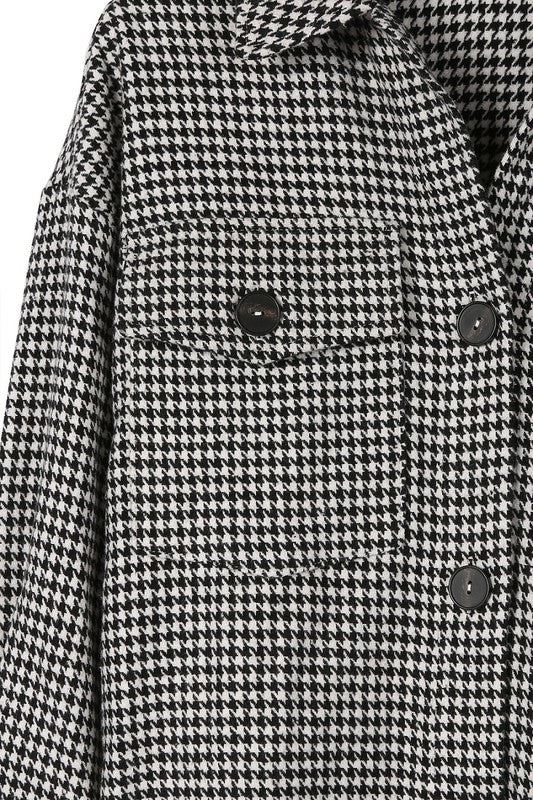 Women Houndstooth Long Shacket | Zarnesh