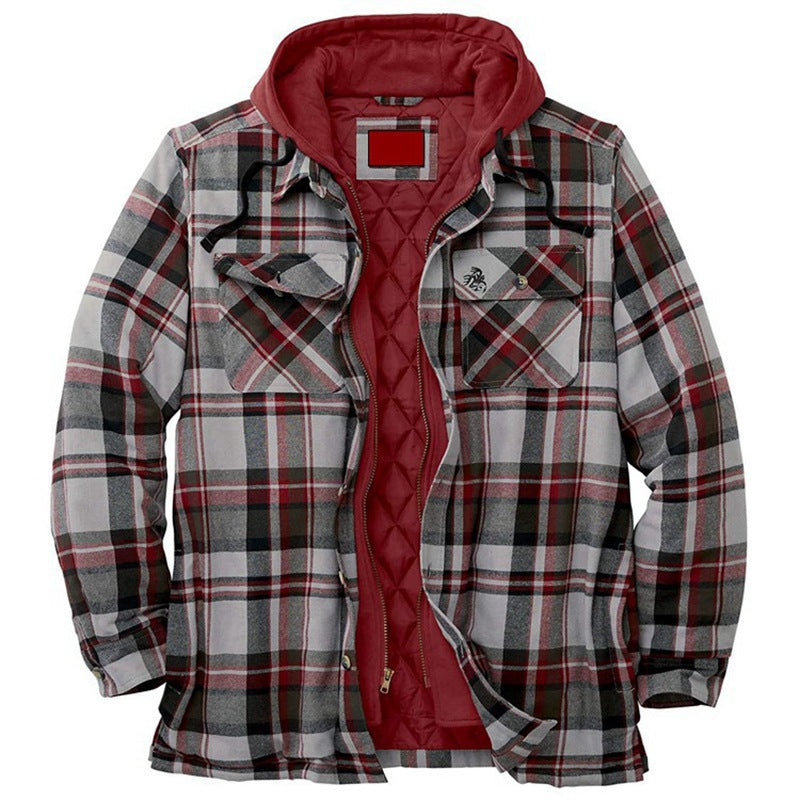 Stay Cozy and Stylish with Our Thickened Cotton Padded Plaid Hooded Jacket | Zarnesh