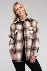 Women Blend of Shirt-Style Jacket Plaid Flannel Shacket | Zarnesh