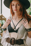 Women Center Cross Strap Lace Bralette Zarnesh