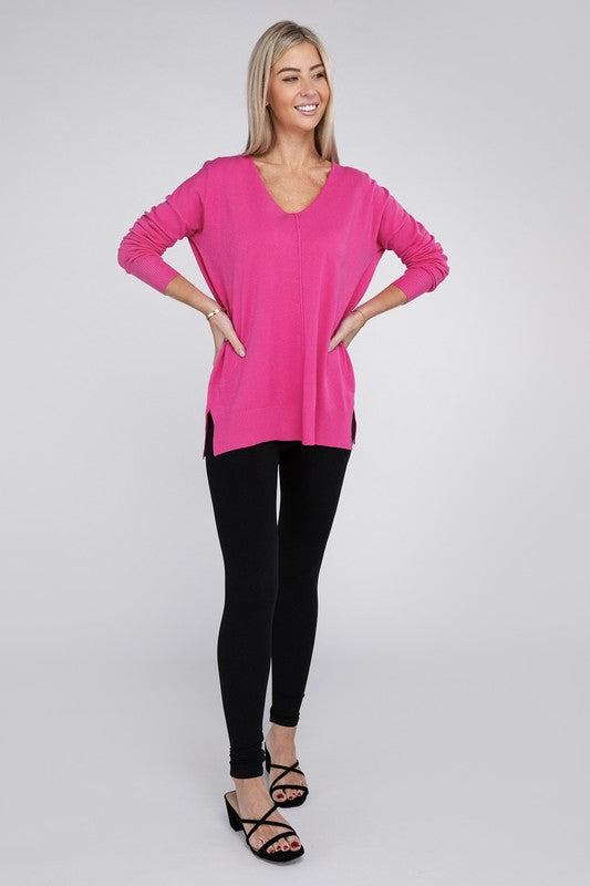 Women's Garment Dyed Front Seam Sweater | Zarnesh