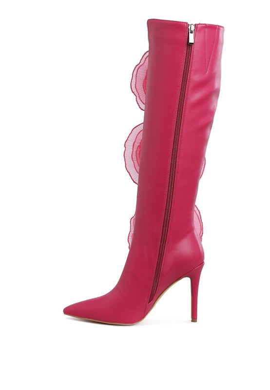 Women’s Chinkara Sheer Big Rose Detail Long Boots | Zarnesh