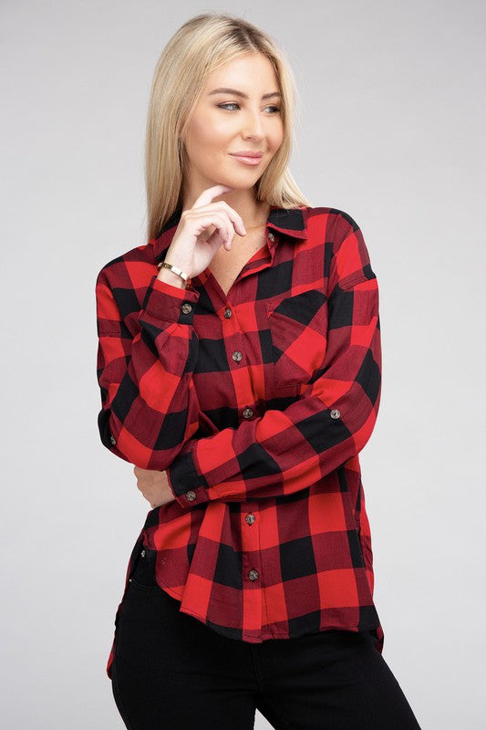 Women Classic Plaid Flannel Shirt | Zarnesh