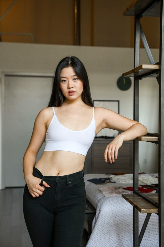 Women Seamless Low Back Pullover Cropped Solid Bralette Bra Zarnesh