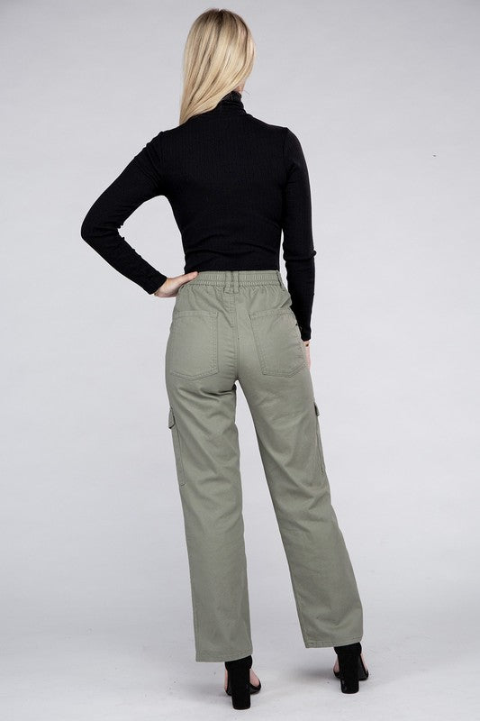 Women's Everyday Wear Elastic-Waist Cargo Pants | Zarnesh