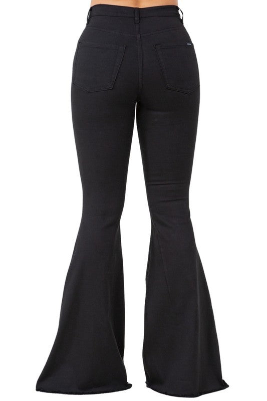 Women Angela Bell Bottom Jean in Black-Inseam 30 | Zarnesh