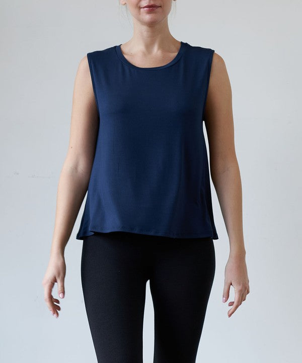 Women Bamboo Muscle Banded Neck Sleeveless Tank Top Zarnesh