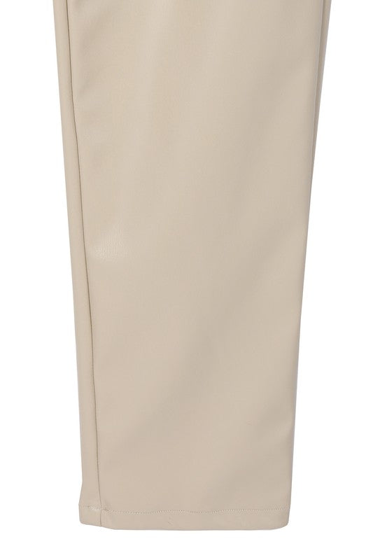 Women Solid Pattern Unlined But Opaque Vegan Leather Pants Zarnesh