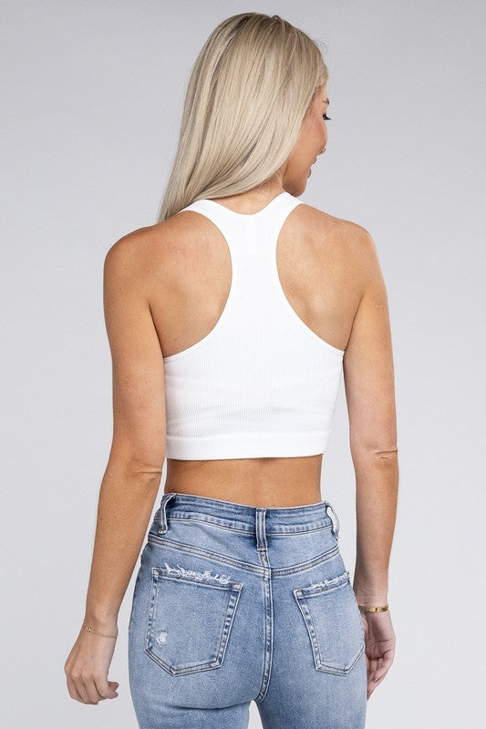 Women Ribbed Cropped Racerback Tank Top | Zarnesh