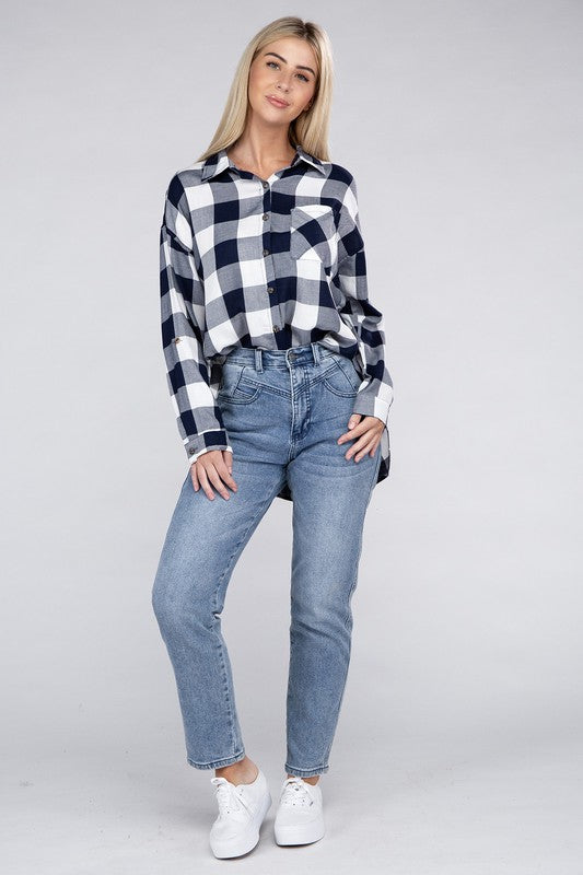 Women Classic Plaid Flannel Shirt | Zarnesh