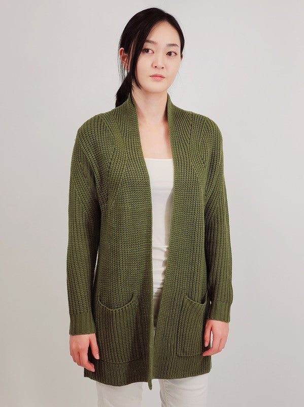 Women Open Front Waffle Knit Sweater Cardigan | Zarnesh