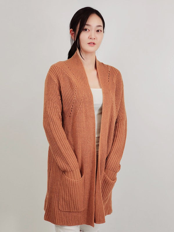 Women Open Front Waffle Knit Sweater Cardigan | Zarnesh