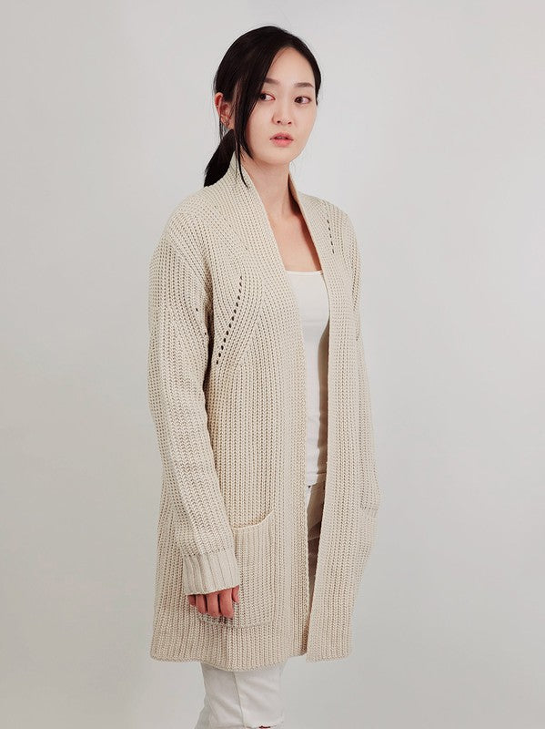 Women Open Front Waffle Knit Sweater Cardigan | Zarnesh