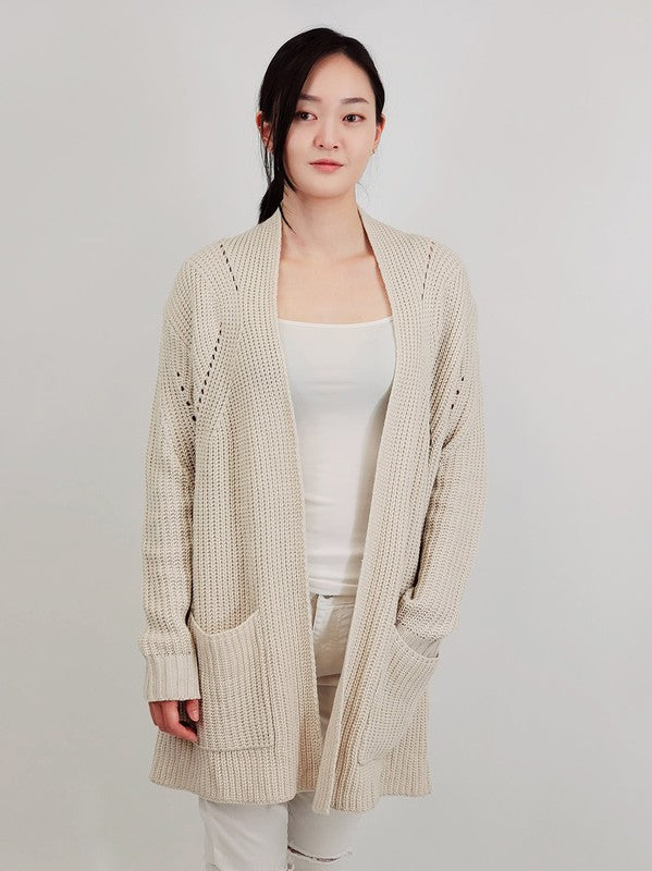 Women Open Front Waffle Knit Sweater Cardigan | Zarnesh