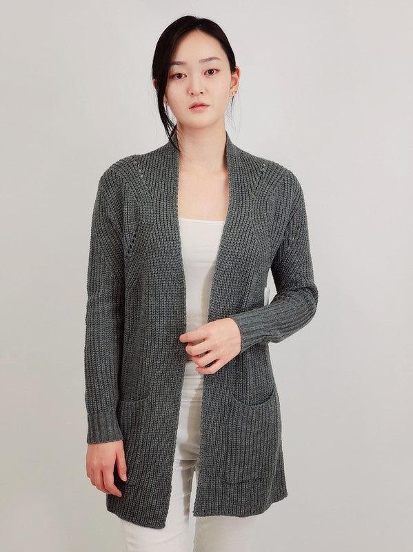 Women Open Front Waffle Knit Sweater Cardigan | Zarnesh