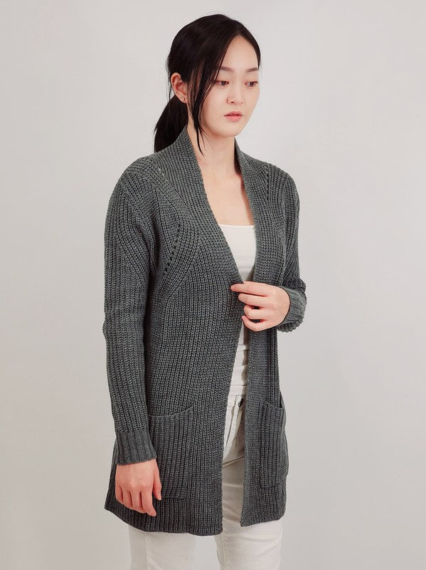 Women Open Front Waffle Knit Sweater Cardigan | Zarnesh