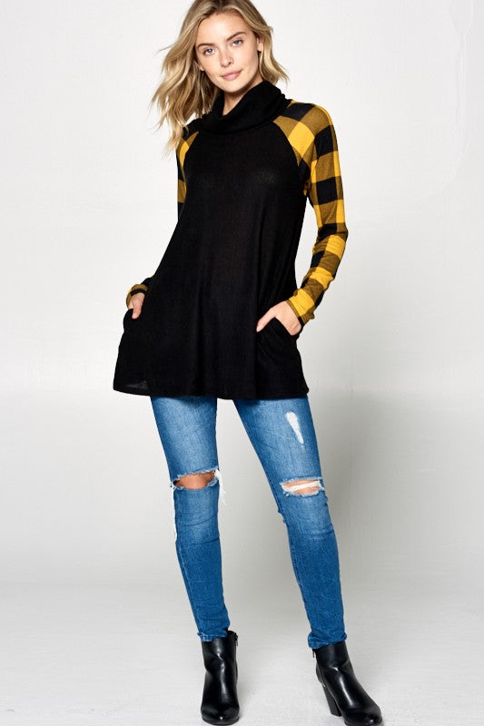 Women Mixed Turtle Neck Tunic Top | Zarnesh