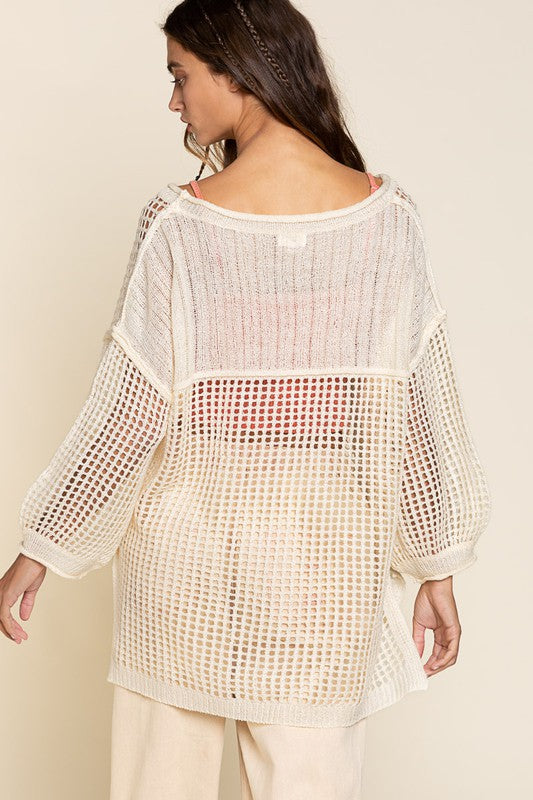 women Oversized Fit See-through Pullover Sweater zarnesh.com