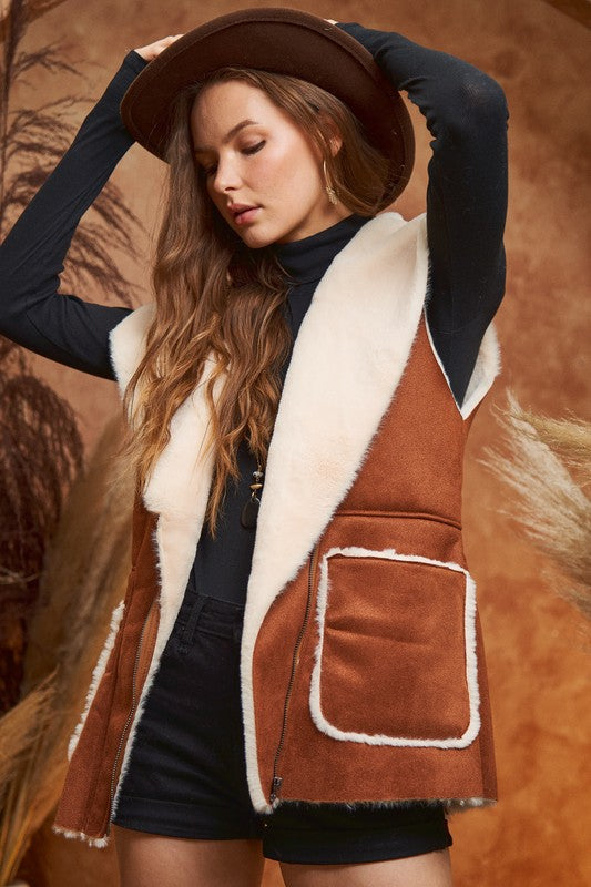 Women Faux Suede Winter Vest | Zarnesh