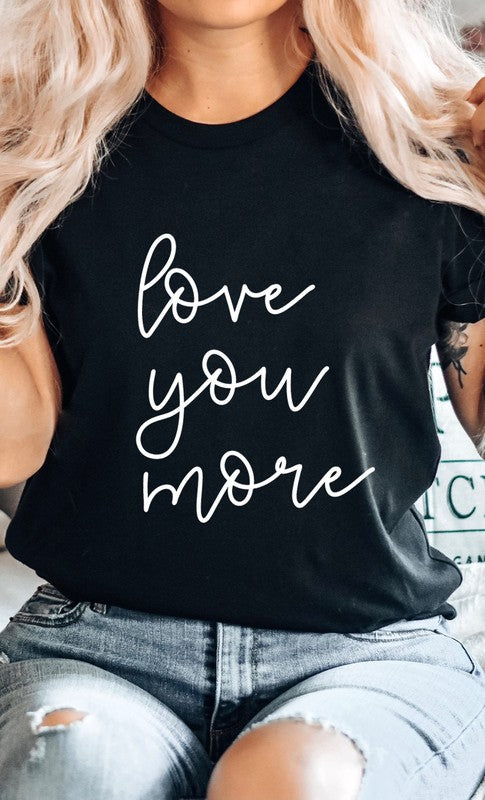 Women Plus Cursive Love You More Valentines Graphic Tee Zarnesh