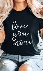 Women Plus Cursive Love You More Valentines Graphic Tee Zarnesh