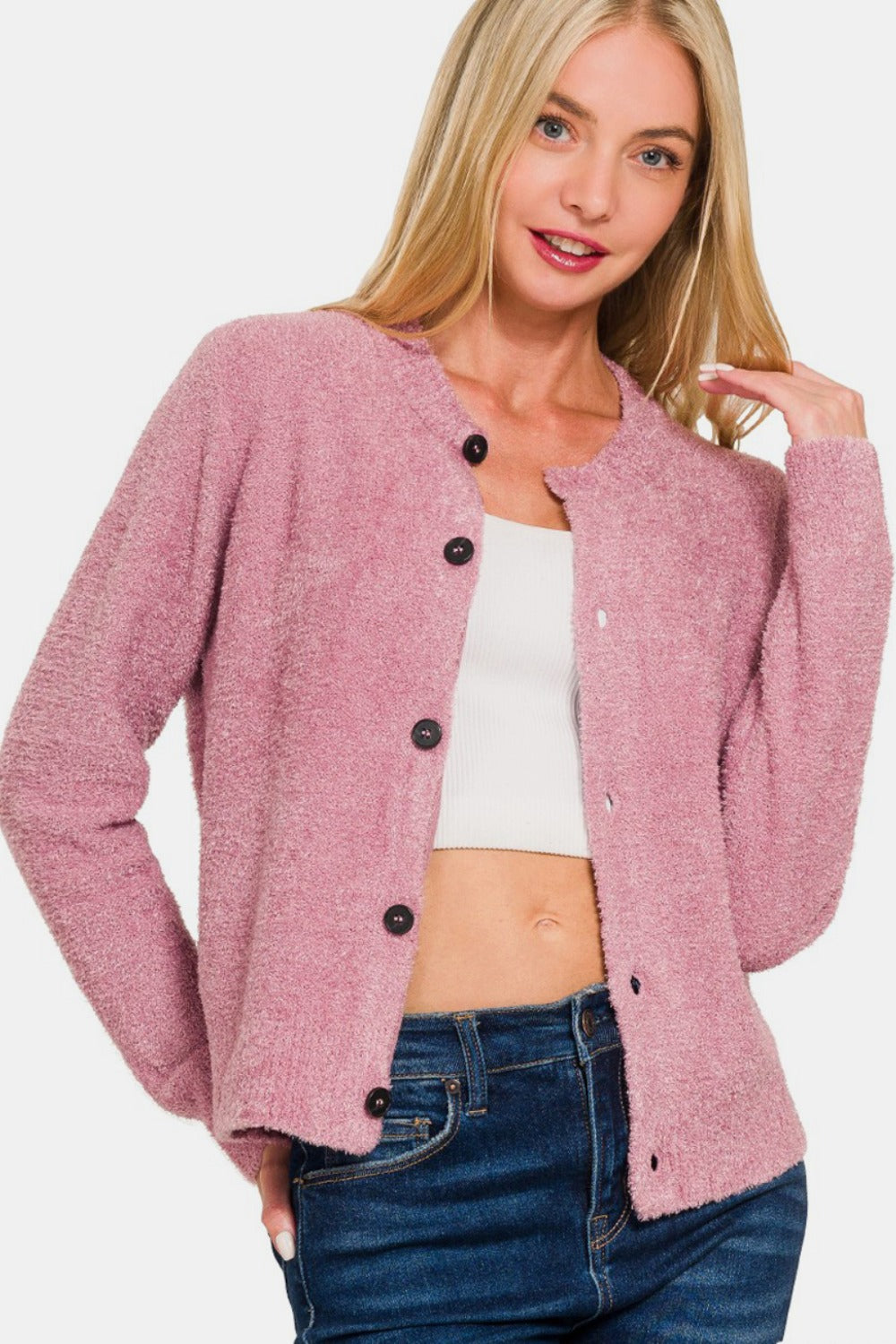 Women’s Zenana Button Down Long Sleeve Sweater Cardigan | Zarnesh